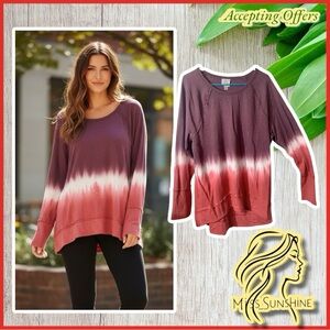 Knox Rose - Sz XL - raw hem and seams outside - sewed together - tie dye - hi lo